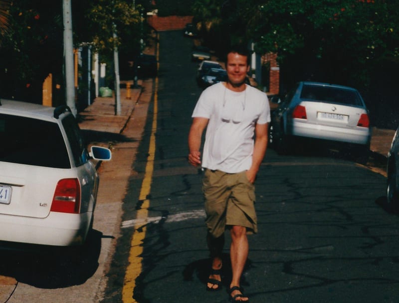 Barrie outside Garth's house, Berea, Durban