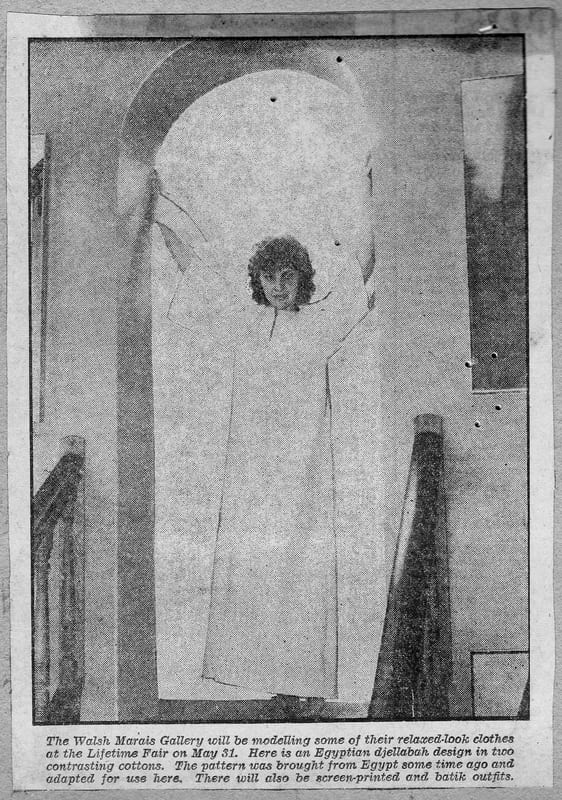 Kerry Bennett modelling The Walsh Marais Gallery kaftan