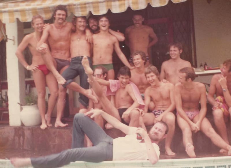 70's Pool Party Anthony Harris, Peter Wheeler, Tony de Klerk, Aubrey Walsh and Greg Reichman