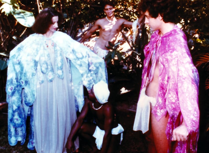 Cheryl Johnson, David Davies and Henri modelling Andrew Verster's costumes for A Midsummer Night's Dream