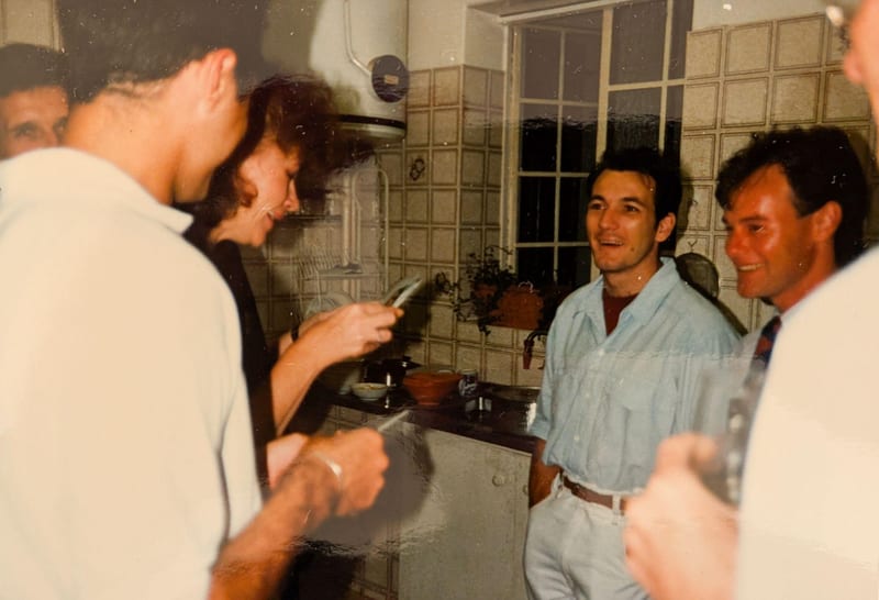 Henry's Indian Feast birthday party, Alexander Mansions 1988 Henry Davies, Sue Purvis, Gary Halfpenny and Ian Perry