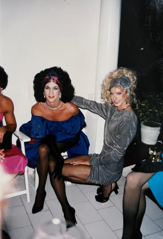 Jack's farewell drag party. Mark and Patrick