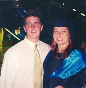Joan and her son at her graduation
