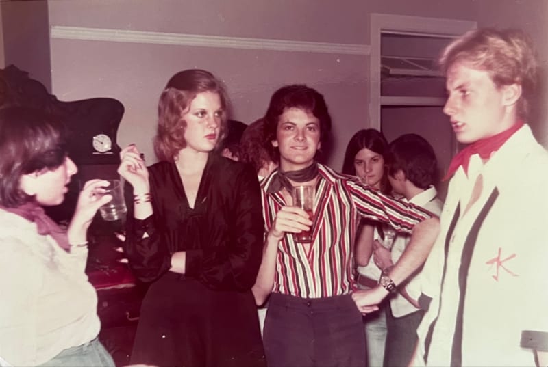 Joan, Margaret Mott Adams, Steven and Patrick at Steven's birthday party in the Boudoir.