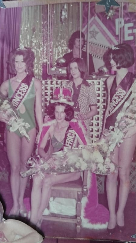 The first Miss South Africa competition. Lesley Wallace 2nd, Ian Perry 1st and Steven Roche 3rd. Gillian crowned and Peter Wheeler was the DJ.